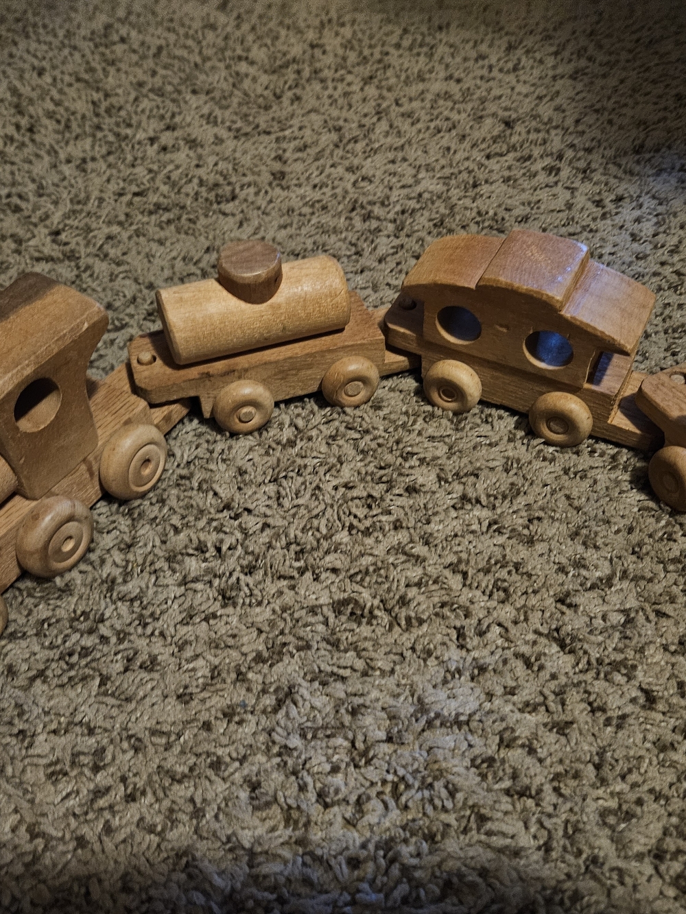 Natural Wooden Toy Train Set - Brown